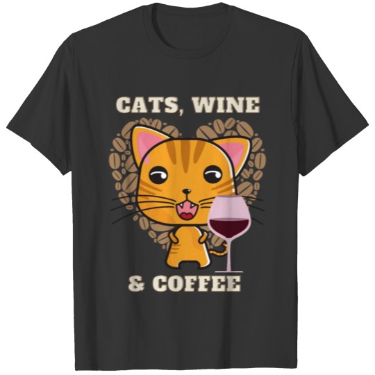 Cats, Wine & Coffee T-shirt