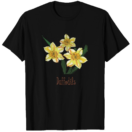 Beautiful Daffodils Vintage Flowers Hand-painted T Shirts
