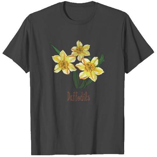 Beautiful Daffodils Vintage Flowers Hand-painted T Shirts