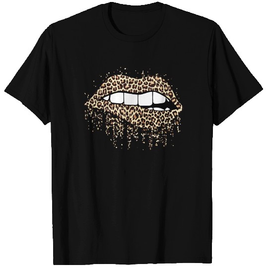 Cool Lips Bite Kiss Me Leopard Print Cheetah T Shirts