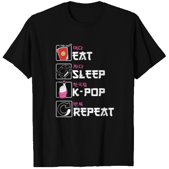 Eat Sleep K-POP Repeat Korean Pop T Shirts