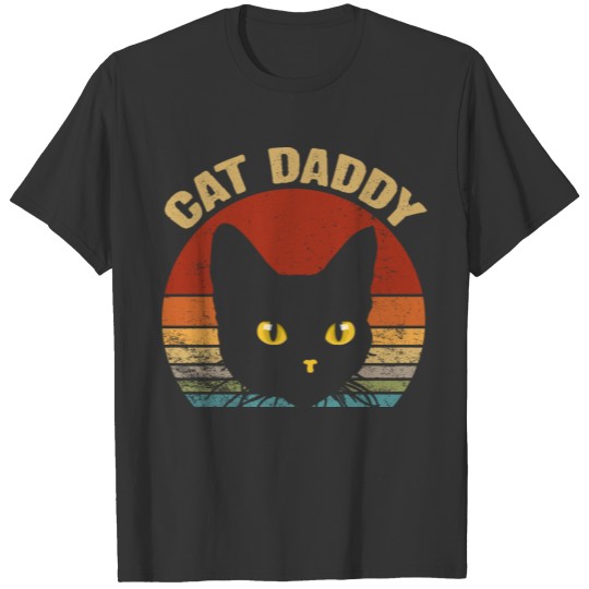 Cat Daddy Men Vintage Retro Black Cats Dad Fathers T-shirt