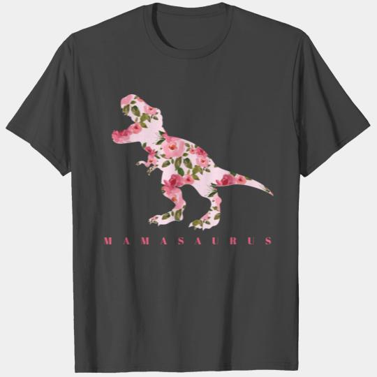 Mamasaurus With Cute Floral Dinosaur T Shirts