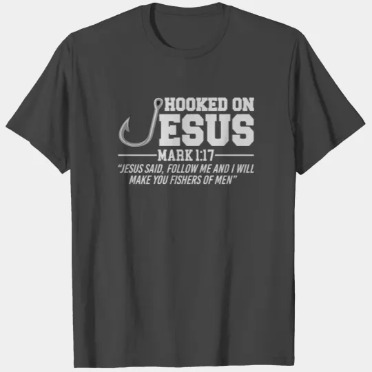 Hooked On Jesus Funny Christian Fishing T Shirts