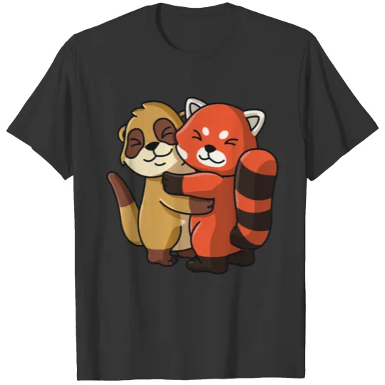 Meerkat and red Panda cute Hug Cuddle Animals T Shirts