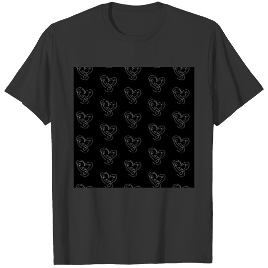 Abstract Heart Art White Contour Artistic Love T Shirts