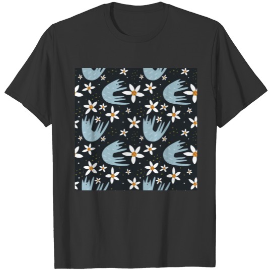 Cute Cats Pretty Floral Pets Funny Pattern T Shirts