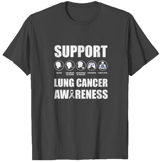 Lung Cancer Awareness Symptoms Ribbon T Shirts
