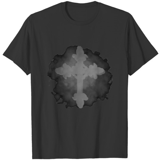 black cross in the fog, Gothic T Shirts