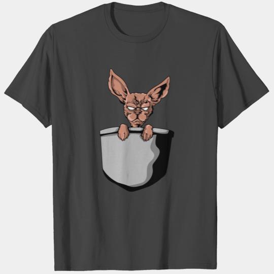 Sphynx Cat in Pocket Funny Hairless Kitten T Shirts