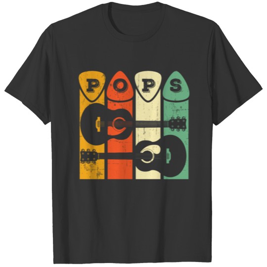 Pops Guitar T Shirt Retro Pick Pops Guitar Musicia T-shirt