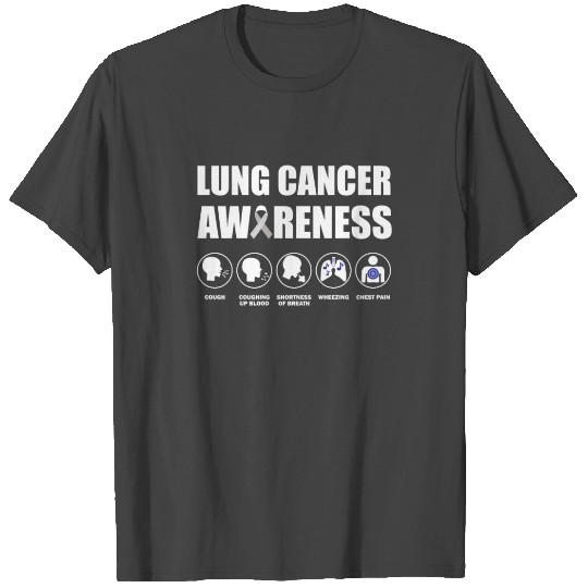 Lung Cancer Awareness Symptoms Ribbon T Shirts