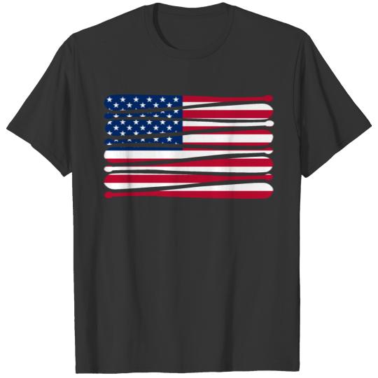Baseball Bats American Flag USA Sports Baseballs T Shirts