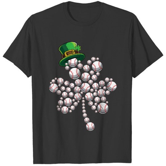 cute four leaf clover baseball shamrock st paddys T-shirt