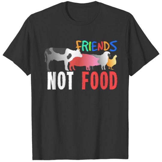 Cute Pro Vegan "Friends not food" Vegan Vegetarian T Shirts