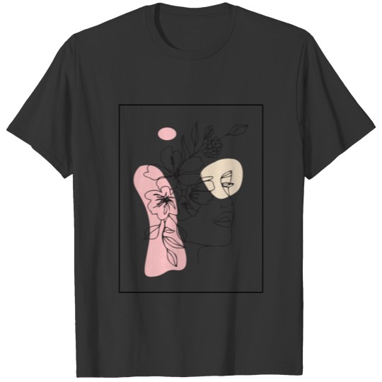 Faces Abstract Feminine Line Art Drawing Aesthetic T Shirts