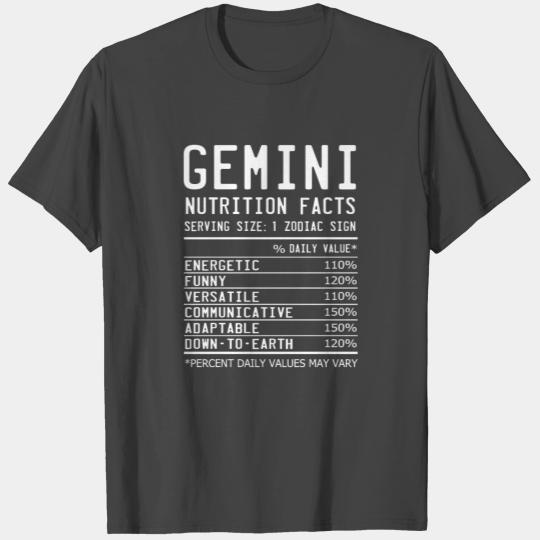 Gemini Nutrition Facts T Shirts