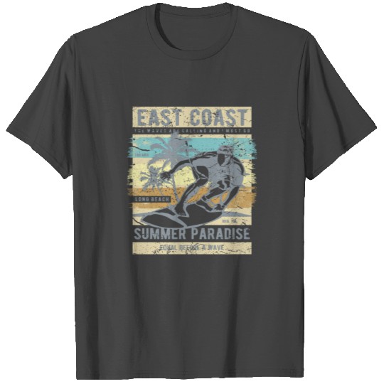East Coast Surfer Aloha Hawaii Beach Surfing T Shirts