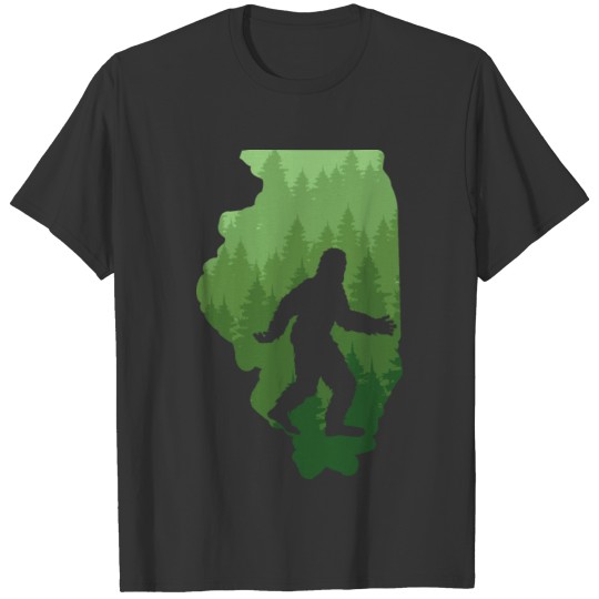 Illinois State Map T Shirt Nature Bigfoot Shirt Si T-shirt