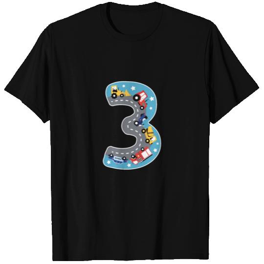 Number 3 Vehicles Kids 3rd birthday boys gift T Shirts