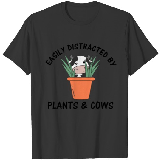 Slightly Distracted By Cows And Vintage Plants T-shirt