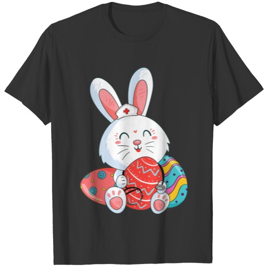 Cute Bunny Nurse Eggs Happy Easter Day Nursing T-shirt