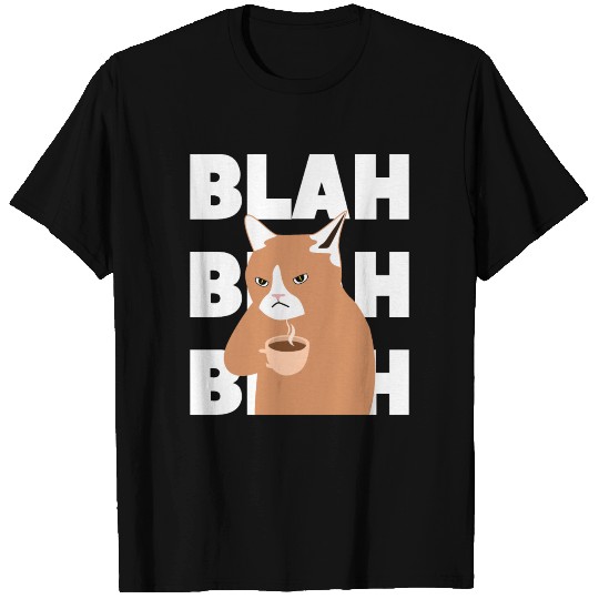 Blah Blah Blah Cat With Coffee T Shirts