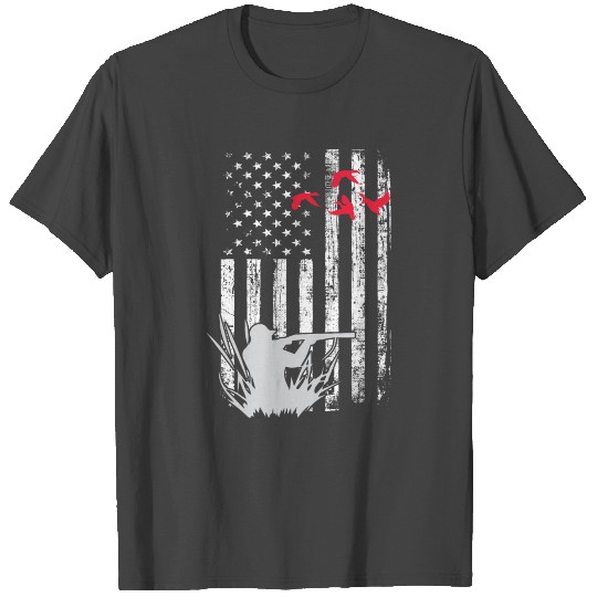 American Flag Patriotic Duck Hunting Waterfowl T Shirts