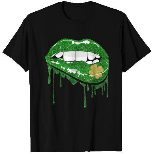 Costume Green Shamrock Lips T Shirts