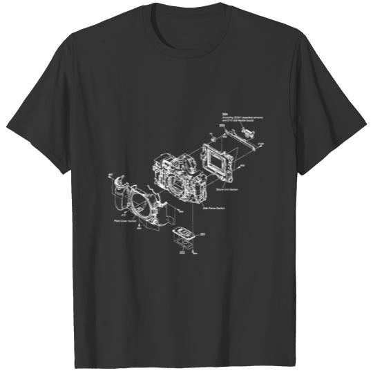 Retro Camera white technical drawing old school T-shirt