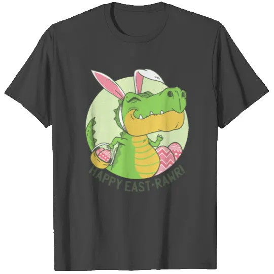 Dino Easter greeting funny T-Rex bunny design T Shirts