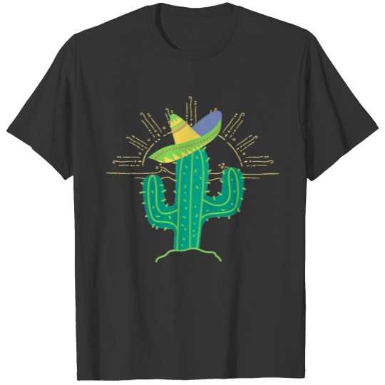 sunset cactus retro style T-shirt