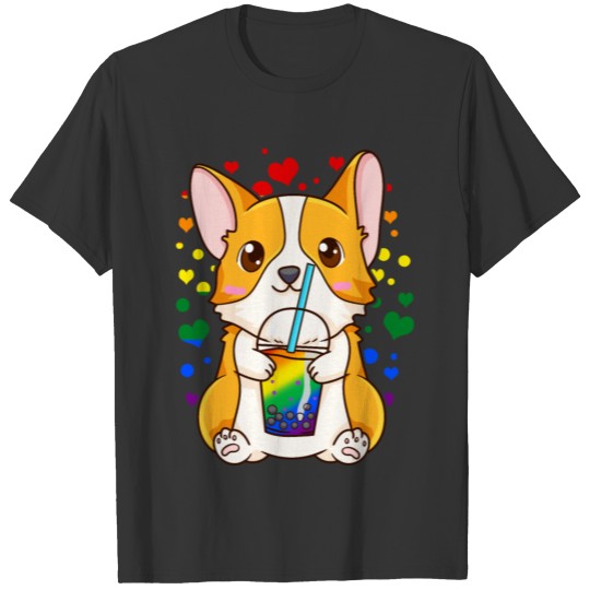 Boba Tea Bubble Tea Cute Kawaii Corgi Rainbow T Shirts