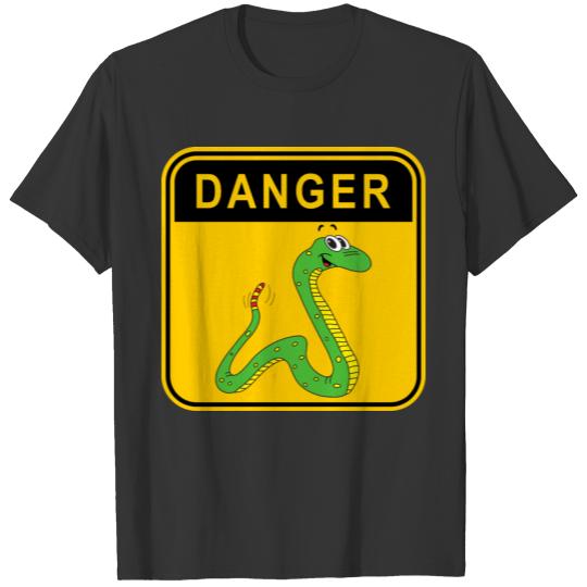 Snake Cute Danger Cartoon Character Sign lover T-shirt