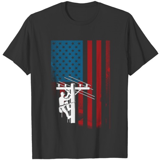 Electrician Mechanic Gift for Men American Flag T Shirts