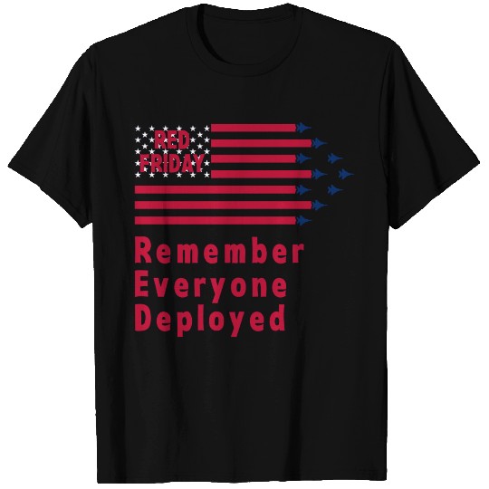 Red Friday Remember Everyone Deployed Jets Flag US T Shirts