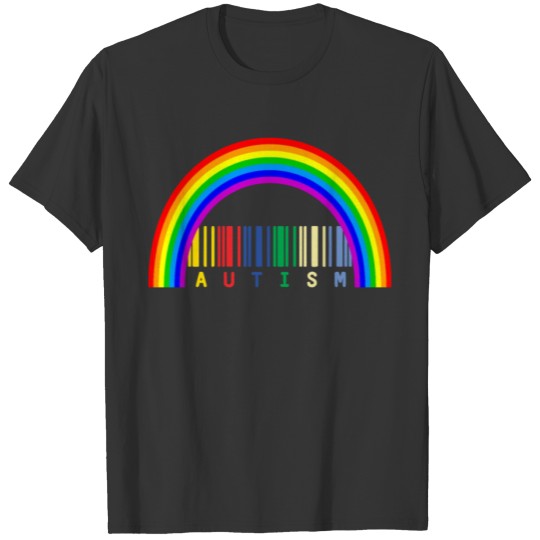 Autism Awareness Blue Ribbon Rainbow Typography T-shirt