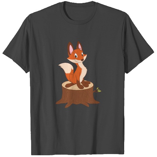 Fox Cartoon Character Tree Trunk Orange wolf lover T Shirts