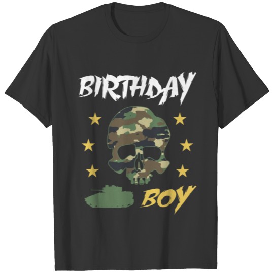 Army Birthday Boy - Camouflage Skull Tank T-shirt