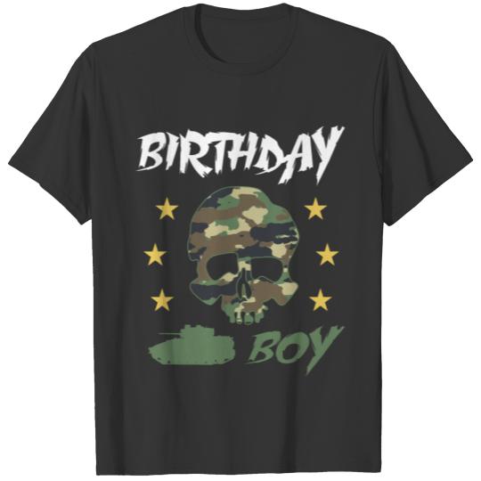 Birthday Boy Army - Camouflage Skull Tank T-shirt