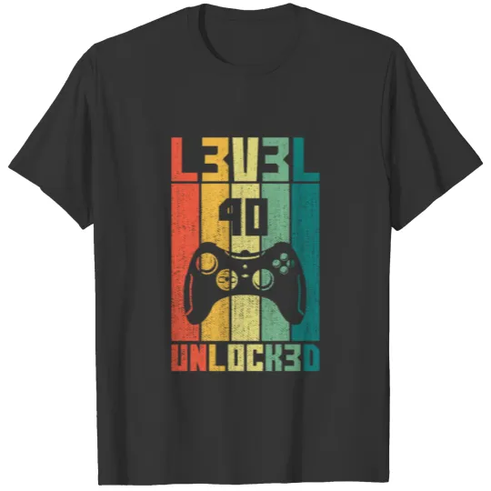 Level 40 Unlocked Vintage Gamer 40th Birthday Gift T Shirts