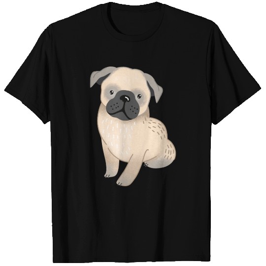 Cute sad Pug dog (hand drawn) T Shirts