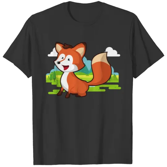 Fox Cute Cartoon Character nature wild forest wolf T Shirts