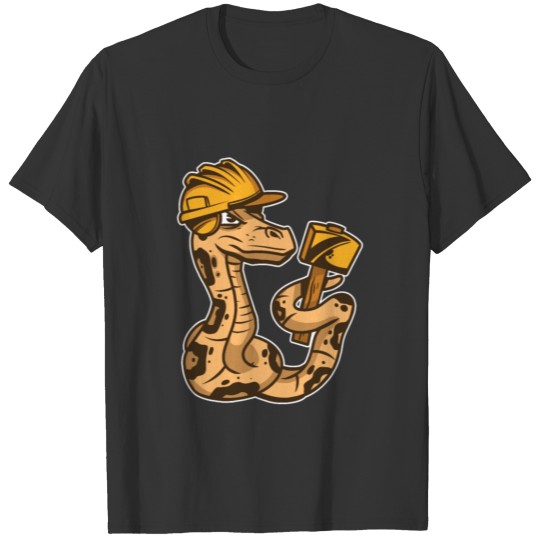 Snake with hamer and helmet construction worker T-shirt