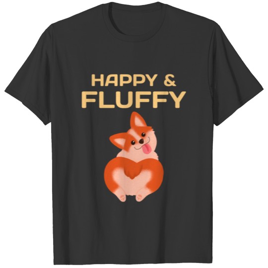 Happy and Fluffy Corgi T Shirts
