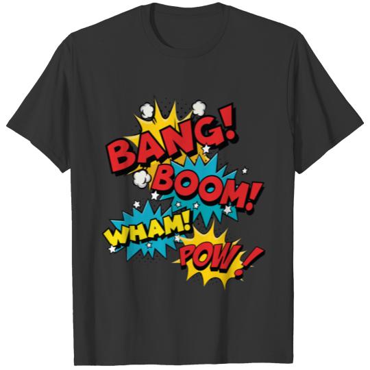 Bang Boom Pow Wham Comic Bubbles T-shirt