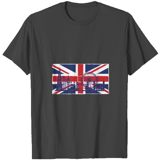 Union Jack With Silhouette Of London T Shirts