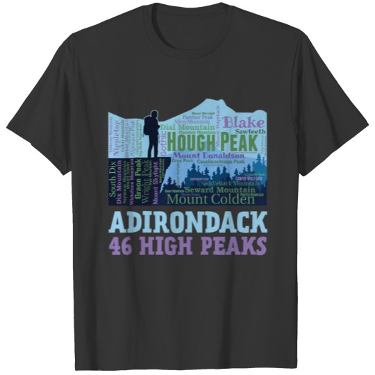 Adirondack Mountains 46 High Peaks List Word T-shirt