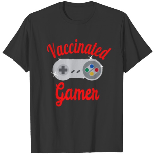 funny vaccinated gamerwith joystick controller T-shirt