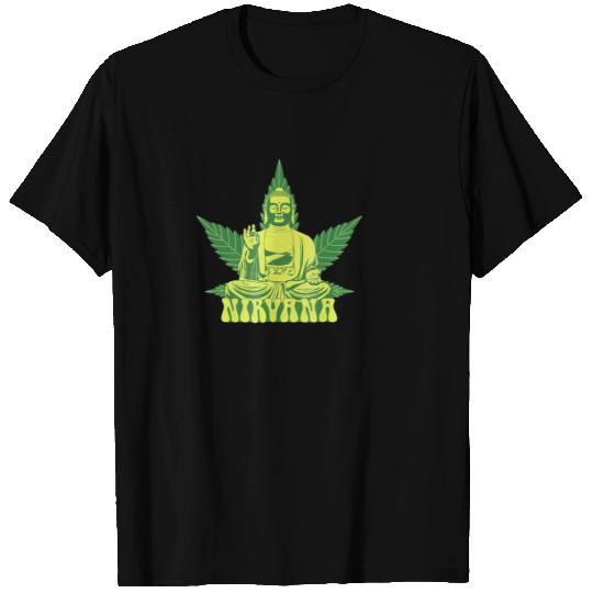 Fun Buddha Meditation Marijuana Leaf 420 Zen T Shirts